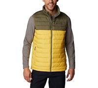 Columbia Men's Powder Lite Vest, Puffer Vest Body Warmer, Golden Nugget/Stone Green, Size L