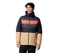 Columbia Men's Powder Pass Hooded Jacket, Hooded Puffer Jacket, Canoe, Black, Zing, Shark, S