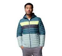 Columbia Men's Powder Pass Hooded Jacket, Hooded Puffer Jacket, Crushed Blue, Everblue, Neon Light, Shrk, L