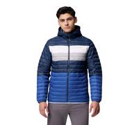 Columbia Men's Powder Pass Hooded Jacket, Hooded Puffer Jacket, Mtn Blue, Coll Navy, White, Colm Grey, XL