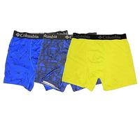 Columbia Men's Printed Polyester Stretch Boxer Briefs, CNV/BIND/RADIA, Large, Col Navy/Blue /Radia, L