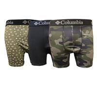 Columbia Men's Printed Polyester Stretch Solid Boxer Brief 3 Pair, Camo/Black/Green, X-Large, Camo/Black/Green, XL