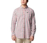 Columbia Men's Rapid Rivers II Long Sleeve Shirt, Sail Red Everyday Gingham, Medium