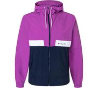Columbia Men's Spire Valley Hooded Windbreaker, Razzle/Collegiate Navy/White, Large