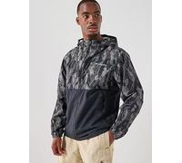 Columbia Mens Spire Valley Printed Windbreaker, Black, Size L, Men Black