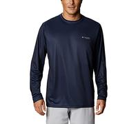 Columbia Men's Standard Terminal Tackle PFG Fish Flag LS, Collegiate Navy, Red Spark, Medium