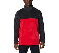 Columbia Men's Steens Mountain Half Zip Fleece Pullover, Black, Mountain Red, XL