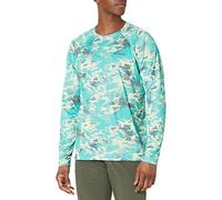 Columbia Men's Summerdry Printed Long Sleeve, Bright Aqua Natureal Waves, Large