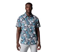 Columbia Men's Super Slack Tide Camp Shirt, Shark Tropicfield, Medium