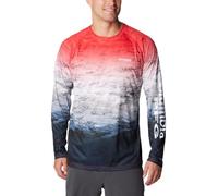 Columbia Men's Super Terminal Tackle Long Sleeve Shirt Hiking, Red Spark Deepsea Fade, Medium