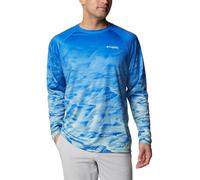 Columbia Men's Super Terminal Tackle PFG Fish Flow Long Sleeve, Vivid Blue Undulating/Fish Flow Sailfis, Large