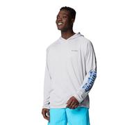 Columbia Mens Terminal Tackle Hoodie, Cool Grey/Vivid Blue Logo, L Tall