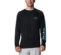 Columbia Men's Terminal Tackle Long Sleeve Fishing Shirt, Black/Gulf Stream Logo, XS