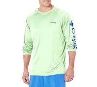 Columbia Men's Terminal Tackle Long Sleeve Fishing Shirt, Key West/Vivid Blue Logo, Medium