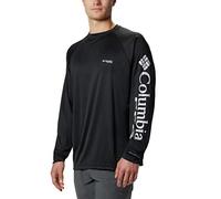 Columbia Men's Terminal Tackle Long Sleeve Shirt, Black/Cool Grey Logo, XL Tall