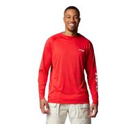 Columbia Men's Terminal Tackle Long Sleeve Shirt, Red Spark/White Logo, 5X Tall