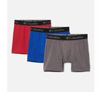 Columbia Men's Performance Cotton Stretch Boxer Briefs 3 Pack, Red/Blue/Grey, X-LARGE