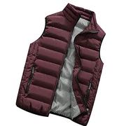 Columbia Men's Winter Padded Quilted Body Warmer, Light Weight Puffer Vest with Stand-Up Collar, Pockets, Windproof Sleeveless Jacket for Hiking, Wine Red, XL