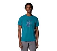 Columbia Men's Zero Rules Light Short Sleeve Graphic Crew, Technical Short Sleeve T-Shirt, River Blue/Ridge Line Life, XL