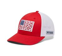 Columbia PFG Fish Flag Mesh Ball Cap-High, Red Spark/White/US Fish, S/M