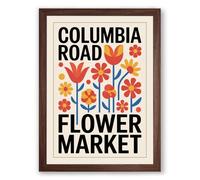 Columbia Road Flower Market Retro Framed Wall Art Print A3 (42×29.7cm) Walnut, Wall Decor for Living Room, Bedroom, Office & Home, Ready to Hang, Art Gift