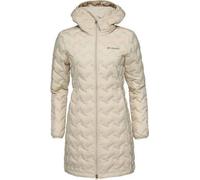Columbia Small Women's Delta Ridge II Long Hooded Down Jacket In Dark Stone