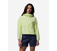 Columbia Spire Valley Cropped Hooded Windbreaker Jacket Neon Yellow Women - S