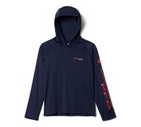 Columbia Unisex Children's Terminal Tackle Hoodie Hooded Sweatshirt, Collegiate Navy/Red Spark Logo, S