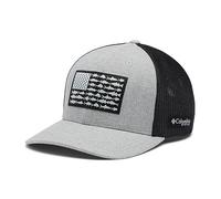 Columbia Unisex PFG Fish Flag Mesh Ball Cap-High Crown, Cool Grey Heather/Grill/US Fish Flag, Large/X-Large