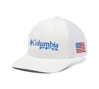 Columbia Unisex PFG Mesh Ball Cap, White, Vivid Blue, USA Flag, Small/Medium