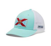 Columbia Unisex PFG Mesh Fish Flag Ball Cap, Gulf Stream/White/FL Fish Flag, Small/Medium