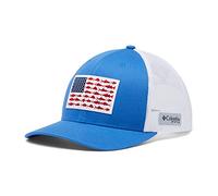 Columbia Unisex Pfg Mesh Snap Back™ Fish Flag Ball Cap, Vivid Blue, White, One Size