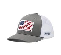 Columbia Unisex PFG Mesh Snap Back™ Fish Flag Baseball caps, Titanium, White, One Size UK