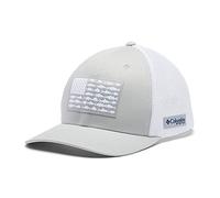 Columbia Unisex's PFG Mesh Ball Cap-High, Cool Grey/White/US Fish Flag, XXL