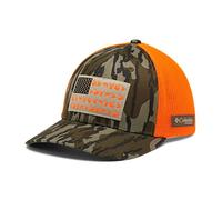 Columbia Unisex's PHG Camo Mesh Ball Cap, Mossy Oak Bottomland, Blaze Game Flag, L-XL