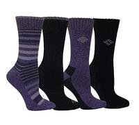 Columbia Women's 4 Pack Moisture Control Crew Socks, Plum/Black, 3.5-9 UK (Pack of 4)