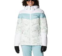 Columbia Women's Abbott Peak Insulated Jacket, Ski Jacket, White Flurries Print/White/Aqua Haze, Size L