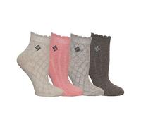 Columbia Women's Flat-Knit Textured Quarter Socks 4-Pack, Khaki/Salmon/Brown, 3.5-9 UK (Pack of 4)