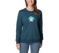 Columbia Women's Hart Mountain II Graphic Crew, Night Wave Heather, Peekabear, M