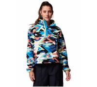 Columbia Women's Helvetia II Cropped Sherpa Half Snap Printed Fleece - Compass Blue Reflections/Compass Blue - Size: Large