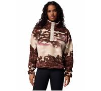 Columbia Women's Helvetia II Cropped Sherpa Half Snap Printed Fleece - Tobacco Sisters/Dark Stone - XL - Red