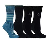 Columbia Women's Moisture Control Crew Sock, 4-Pair, Fjord Blue/Black, One Size (Pack of 4)