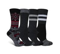 Columbia Women's Moisture Control Crew Socks 4 Pair, Black/Snowflakes, 3.5-9 UK