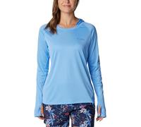 Columbia Women's Tidal Tee Hoodie, White Cap/Bluebell Logo, Medium