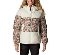 Columbia Women's Pike Lake 2 Hooded Insulated Jacket, Hooded Puffer Jacket, Chalk/Warm Copper Terrain Print, Size L