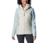 Columbia Women's Powder Lite Hybrid Hooded Puffer Jacket, Dark Stone, Aqua Haze, M