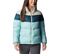 Columbia Women's Puffect Color Blocked Puffer Jacket, Aqua Haze, Night Wave, Dark Stone, M