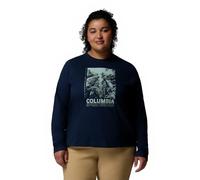 Columbia Women's Rolling Bend Graphic Long Sleeve Crew, Long Sleeve T-Shirt, Collegiate Navy, Amazing Heights, M