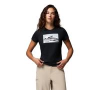 Columbia Women's Ruby Springs Graphic Fitted Short Sleeve, Short Sleeve T-Shirt, Black Moonlit Hillscape, Large