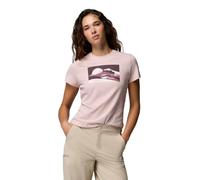Columbia Women's Ruby Springs Graphic Fitted Short Sleeve, Short Sleeve T-Shirt, Mineral Pink Moonlit Hillscape, X-Large